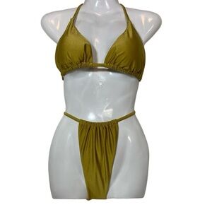 Mermaid Swimwear Women Metallic Gold Bikini Sz-Large